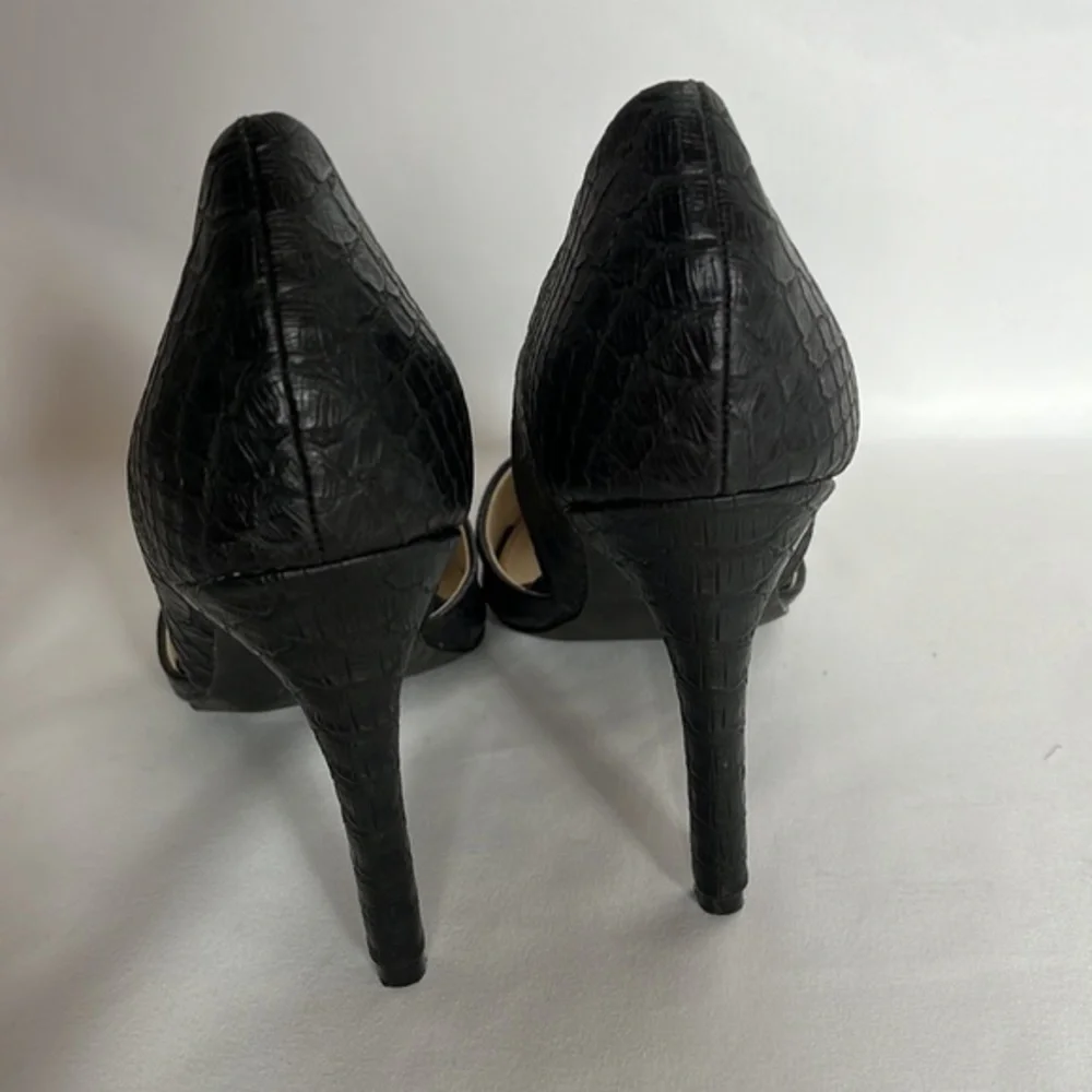 MIA Snakeskin Casual Pumps Stilettos Black Office Heels Shoes‎ Size 8